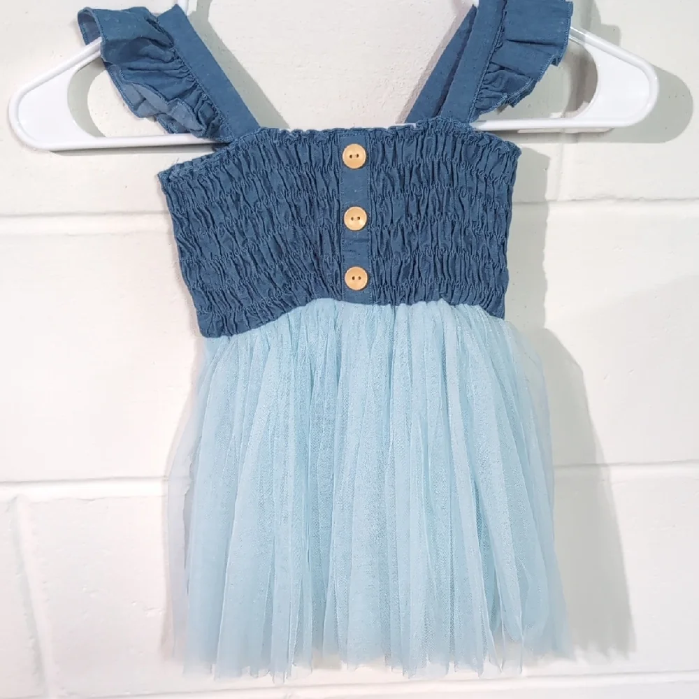 nwot Blue and Light Blue Ruffled Dress